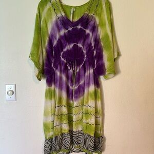 Ocean Breeze One Size Boho Beach Tie Dye swim Coverup